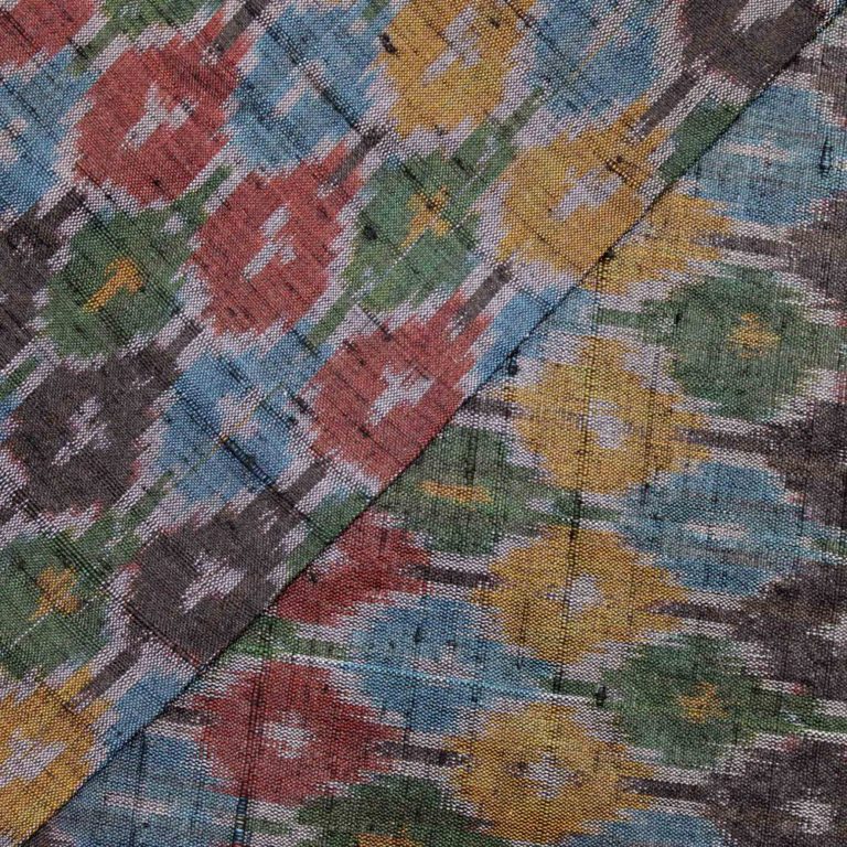 AS43854 Raw Silk Ikkat Pattern Print Multicolor 2