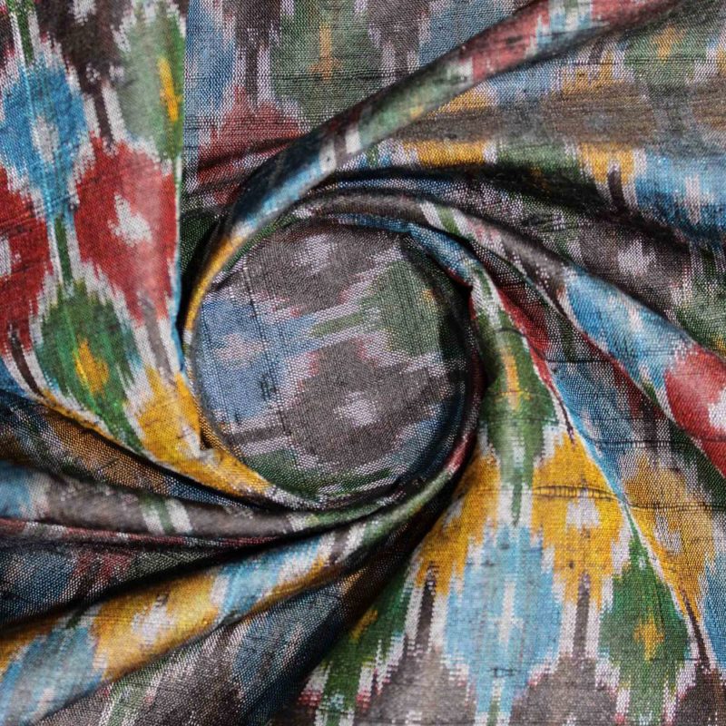 AS43854 Raw Silk Ikkat Pattern Print Multicolor 3