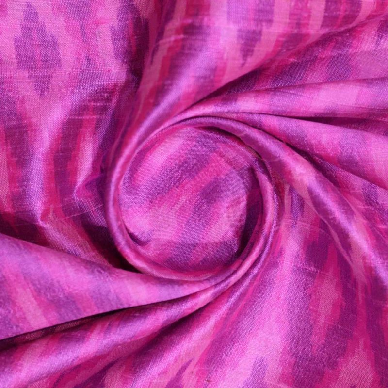 AS43855 Raw Silk Ikkat Leaf Pattern Iris Purple 3