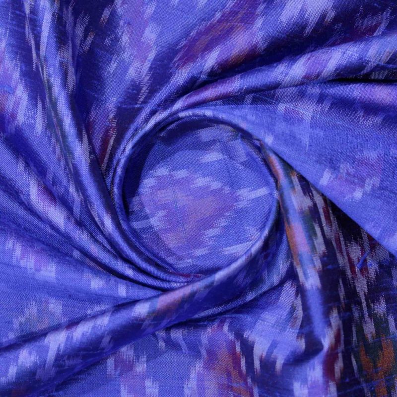 AS43856 Raw Silk Ikkat Pattern Prints Azure Blue 3