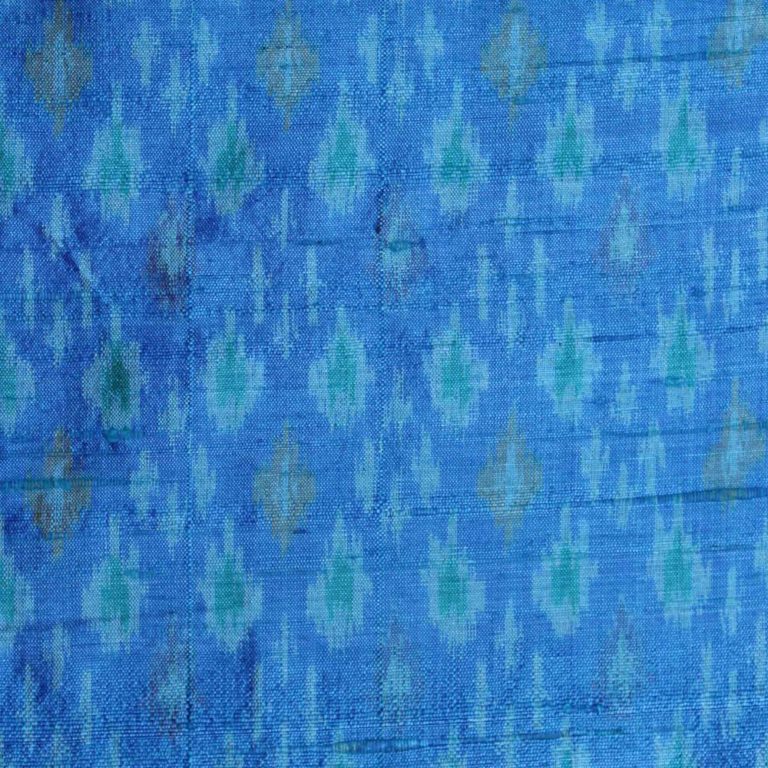 AS43858 Raw Silk Ikkat Light Blue Pattern Dodger Blue 1
