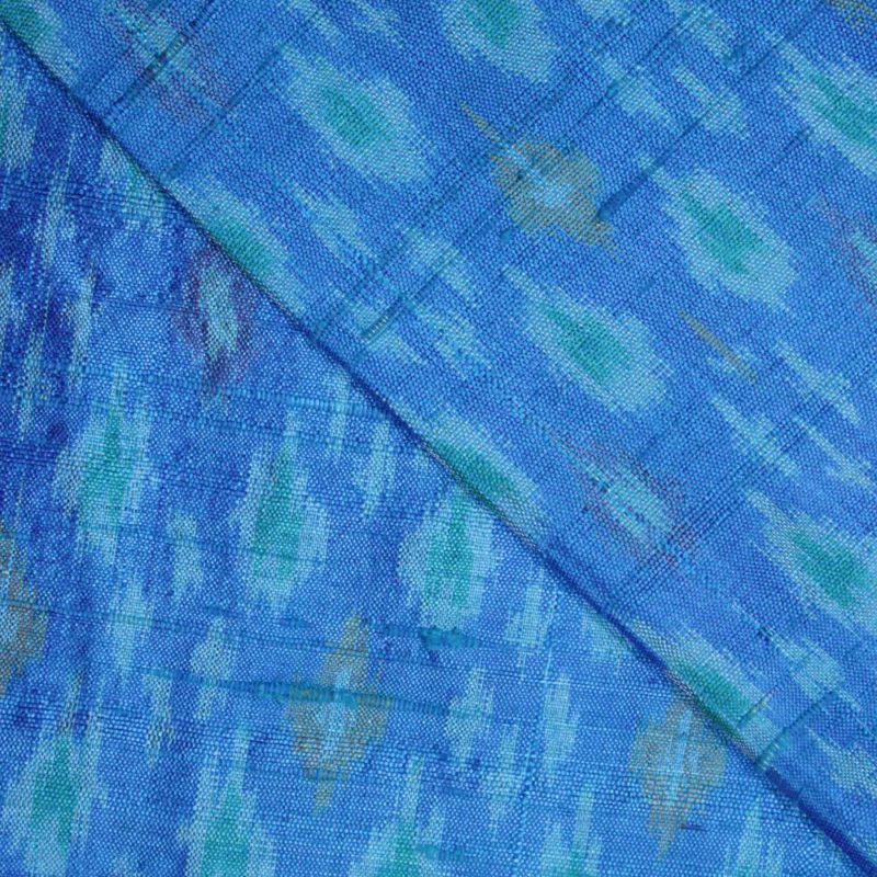 AS43858 Raw Silk Ikkat Light Blue Pattern Dodger Blue 2