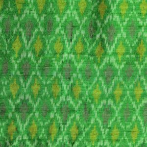AS43863 Raw Silk Ikkat Checked Green Print Basil Green 1