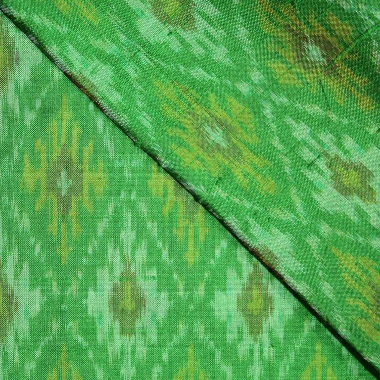 AS43871 Raw Silk Ikkat Green Checked Pattern Mint Green 2