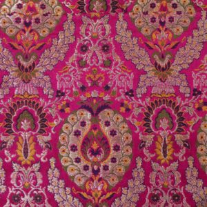 AS43874 Banarasi Kinkhaab Black Floral Pattern Hot Pink 1