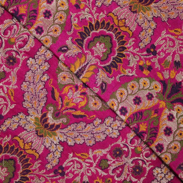 AS43874 Banarasi Kinkhaab Black Floral Pattern Hot Pink 2