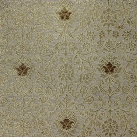 AS43882 Banarasi Kinkhaab Golden Floral Pattern Off White 1