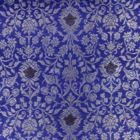 AS43887 Banarasi Kinkhaab With Floral Patterns Sapphire Blue 1
