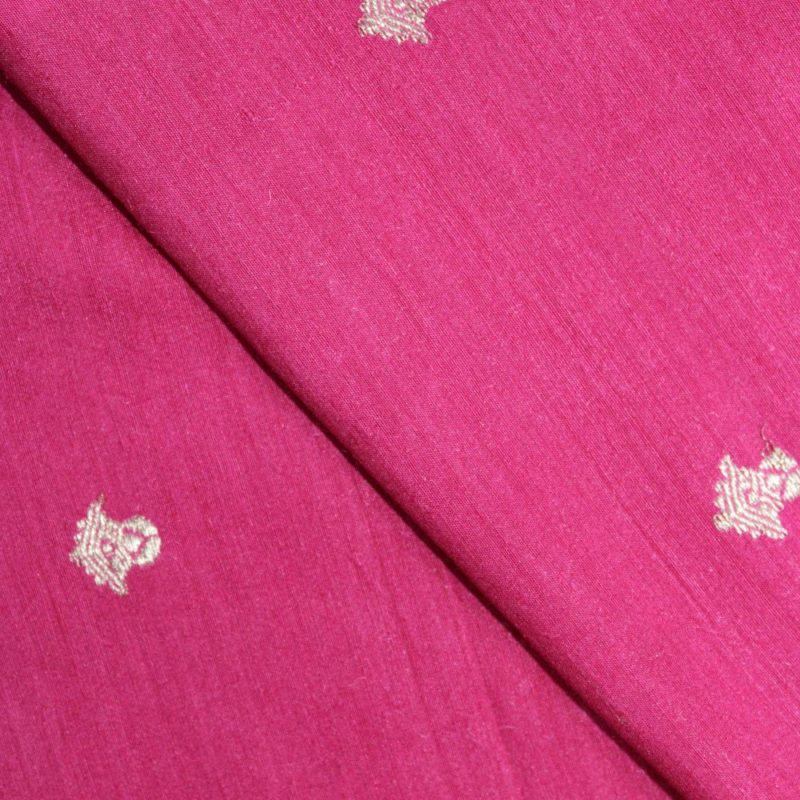 AS43928 Pure Banarasi Munga Butti With Small Flowers Hot Pink 2