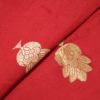 AS43936 Pure Banarasi Munga With Golden Floral Butti Raspberry Red 2
