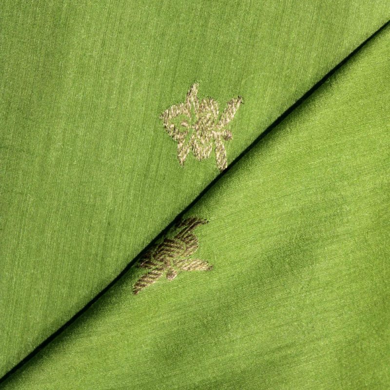 AS43946 Pure Banarasi Munga With Golden Butti Pear Green 2