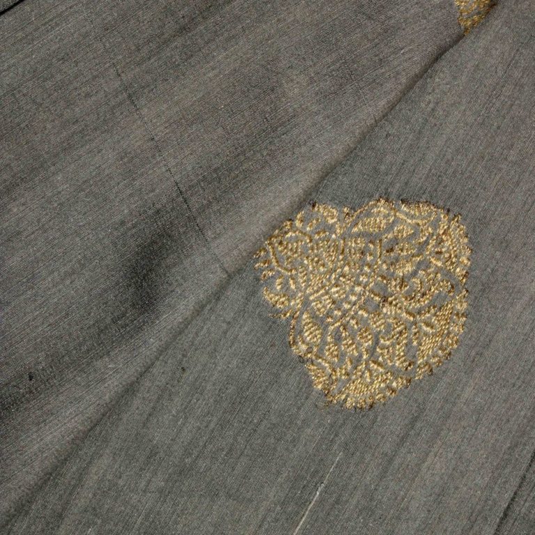 AS43959 Pure Banarasi Munga With Golden Butti Grey 2