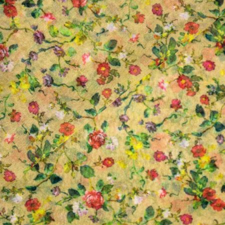AS43964 Organza Prints With Multicolor Floral Print Tortilla Brown 2