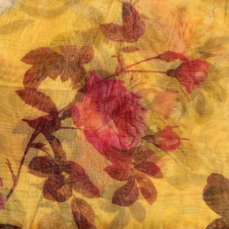 AS43978 Organza Prints With Rose Print Glazed Corn Yellow 1