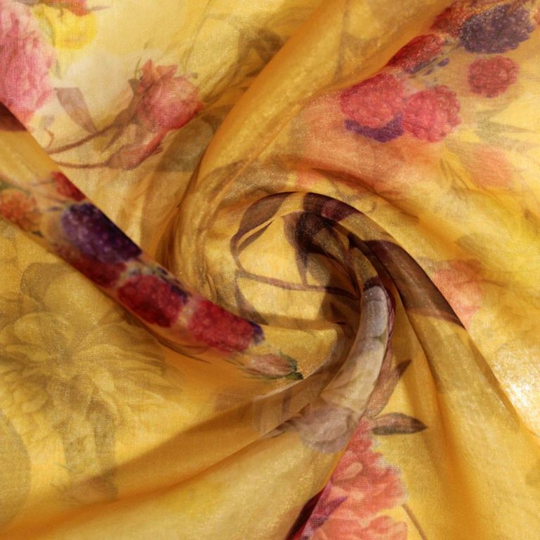 AS43978 Organza Prints With Rose Print Glazed Corn Yellow 3