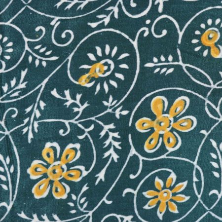AS44093 Gaji Prints With Yellow White Flowers Ocean Green 1