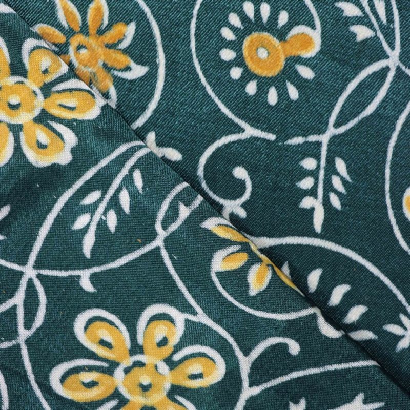 AS44093 Gaji Prints With Yellow White Flowers Ocean Green 2