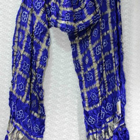 AS44187 Bandhni Garchola With Golden Checked Patterns Azure Blue 1