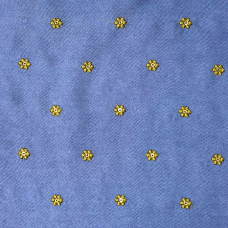 AS44384 Rayon Butti Embroidery With Yellow Floral Embroidery Dark Blizzard Blue 1