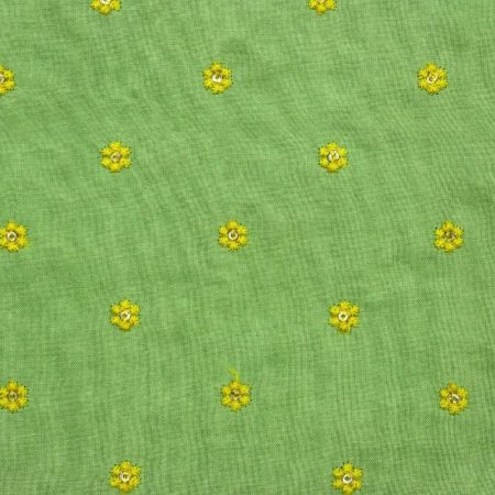 AS44385 Rayon Butti Embroidery With Yellow Floral Embroidery Pistachio Green 1