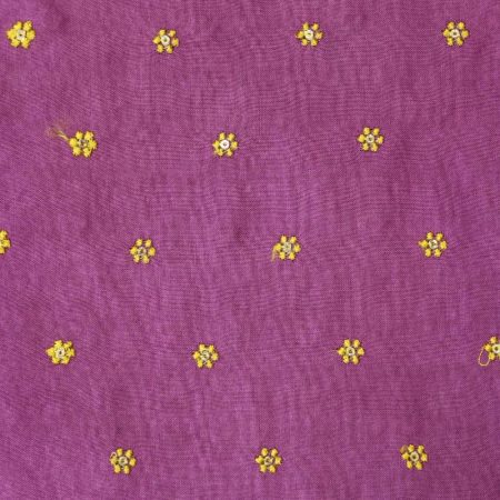 AS44387 Rayon Butti Embroidery With Yellow Floral Embroidery Purple 1