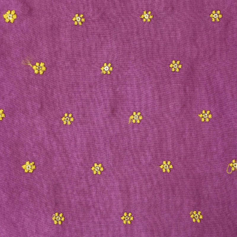 AS44387 Rayon Butti Embroidery With Yellow Floral Embroidery Purple 1