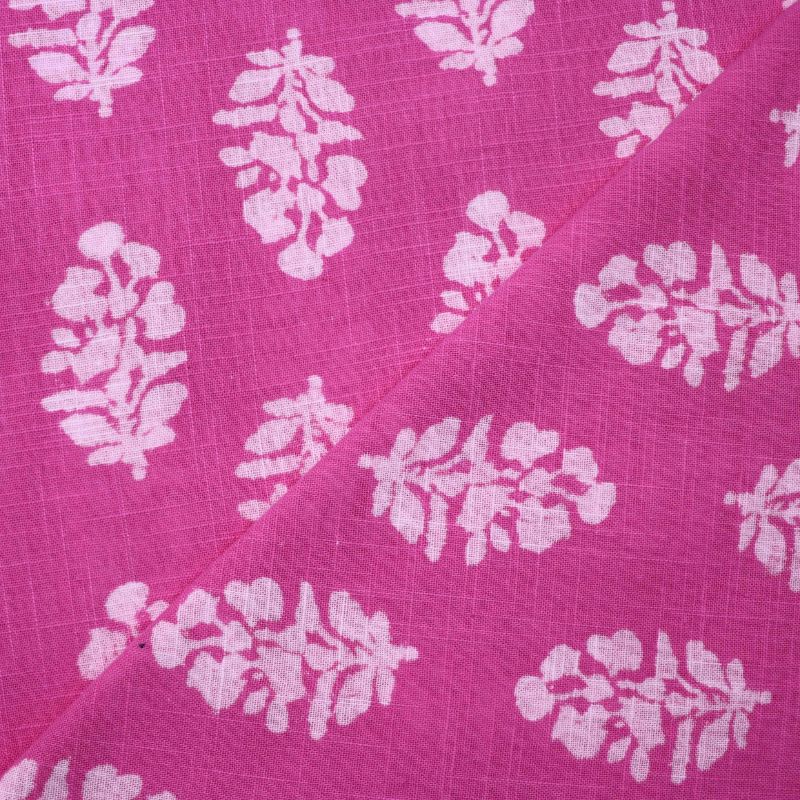 AS44394 Cotton Leafy Print Fuchsia Pink 2
