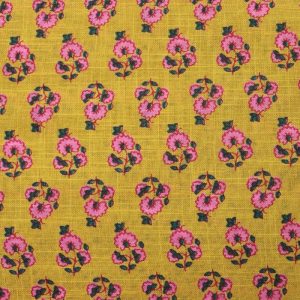 AS44402 Cotton Pink Floral Print Canary Yellow 1