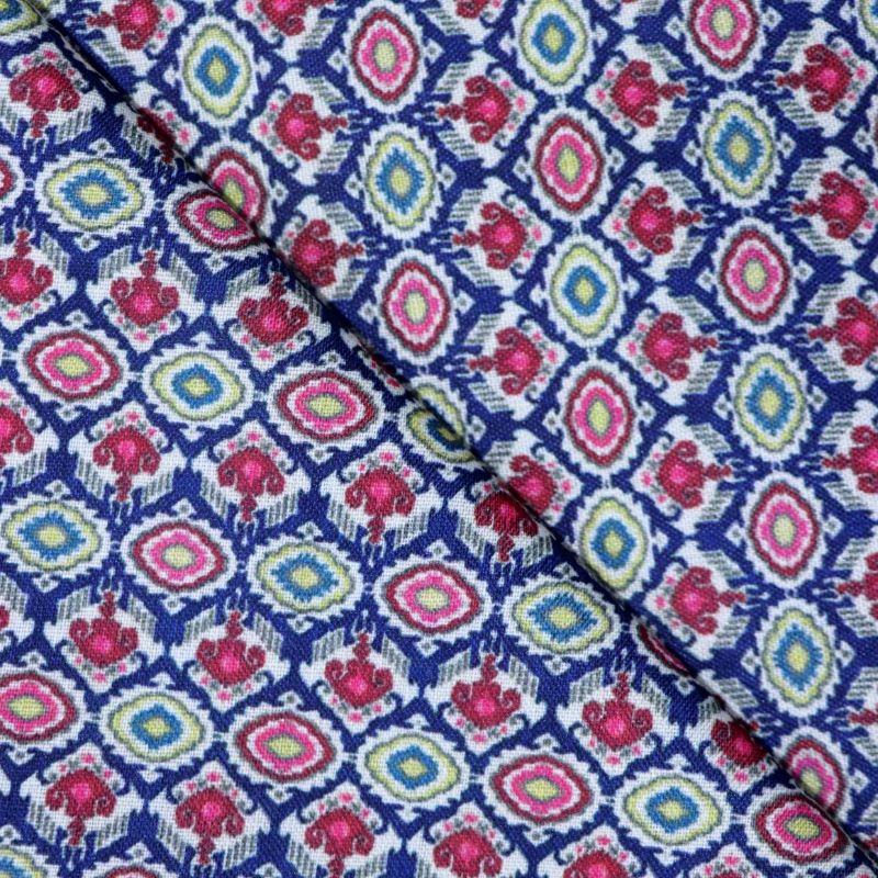 AS44407 Linen Prints With Circular Patterns Blue 2