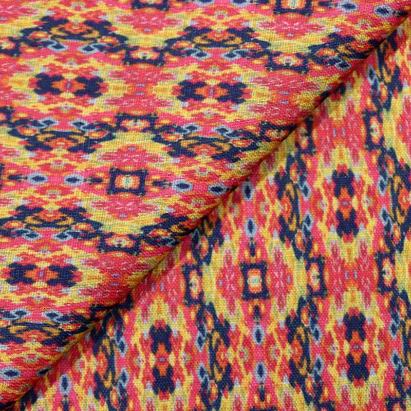 AS44409 Linen Prints With Blue Yellow Patterns Rouge Pink 2