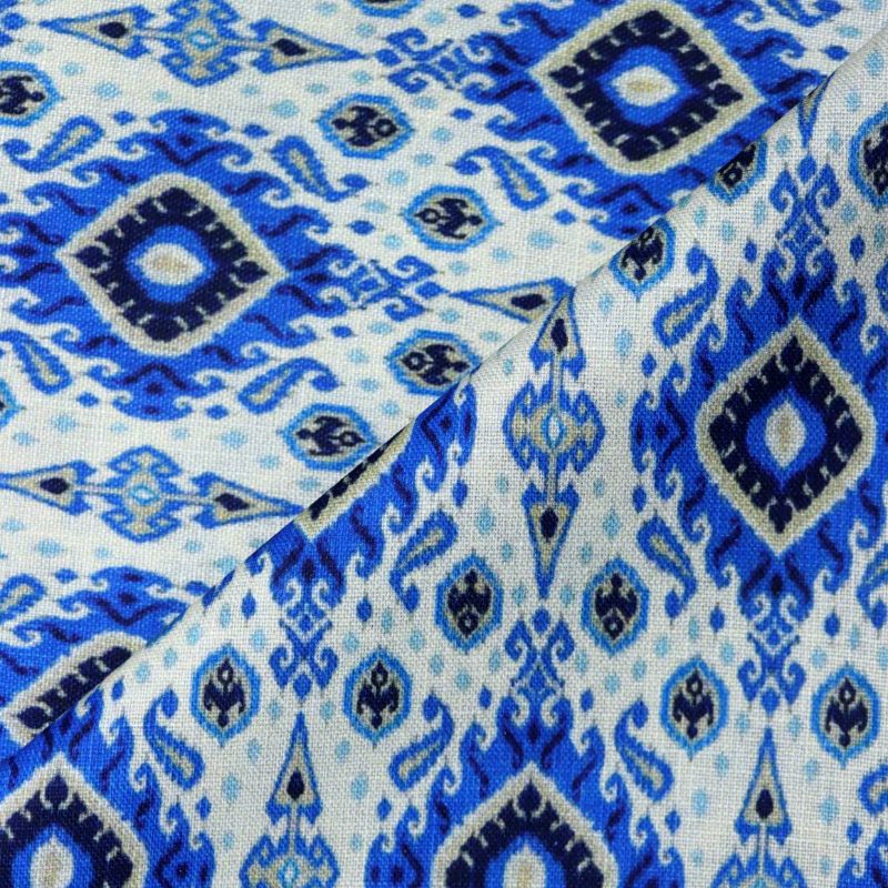 AS44410 Linen Prints With Blue Square Prints White 2