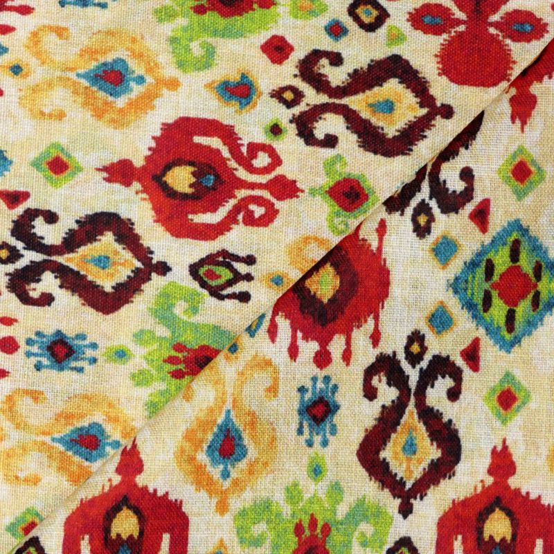 AS44414 Linen Prints With Multicolor Patterns Cream 2