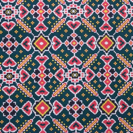 AS44430 Linen Prints With Pink Patterns Prussian Blue 1