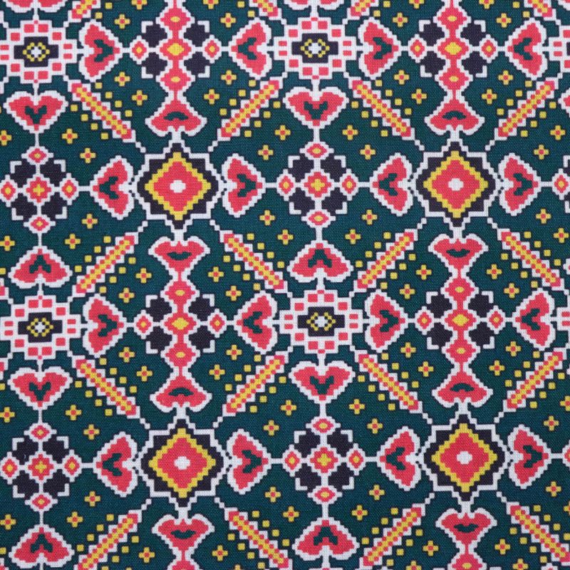 AS44430 Linen Prints With Pink Patterns Prussian Blue 1