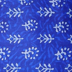 AS44431 Linen Prints With White Leafy Patterns Azure Blue 1
