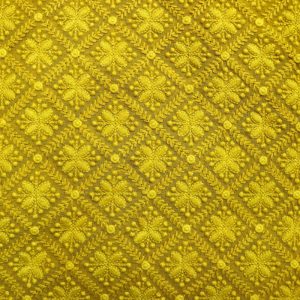 AS44612 Lucknowi With Checked Floral Work Yellow 1