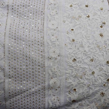 AS44622 Lucknowi With Floral Work And Golden Tikki Work Daman White 1