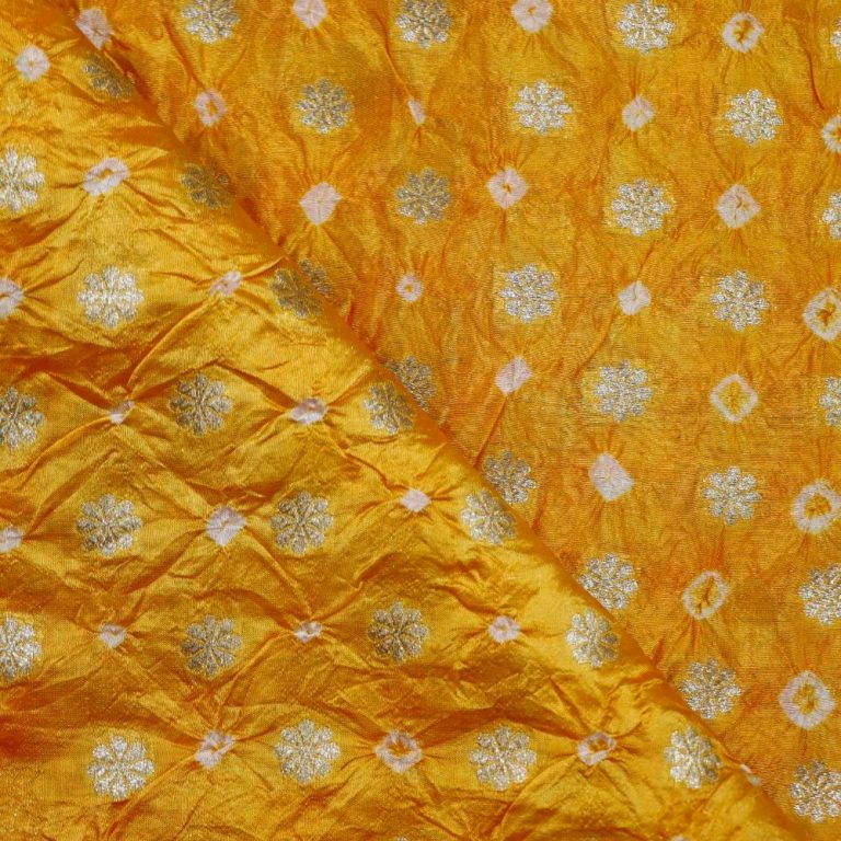 AS44682 Kataan Bandhej Banarasi Golden Yellow 2