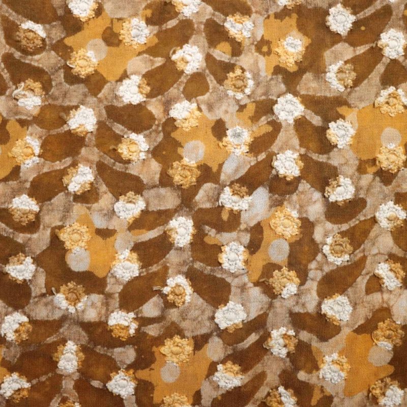 AS44687 Chikan Cotton Work With Floral Pattern Brown 1