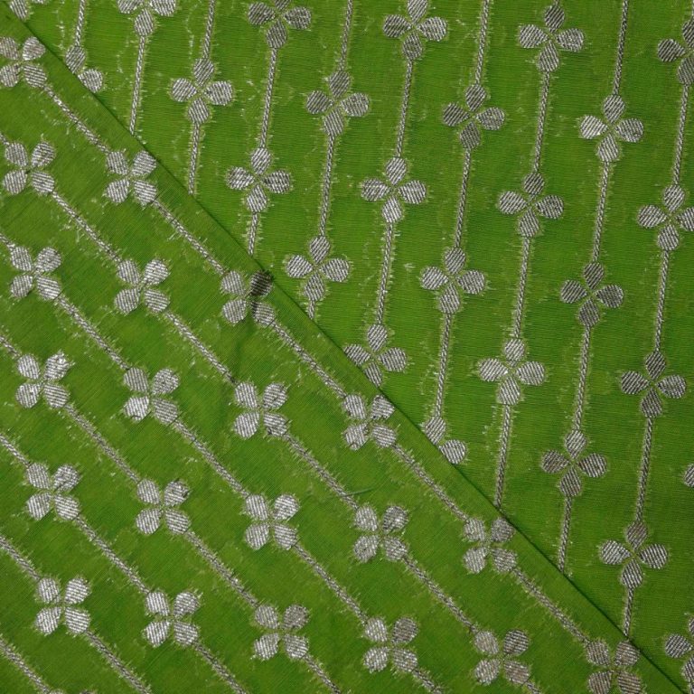 AS44721 Chanderi Butti With Silver Leaf Butti Pear Green 2