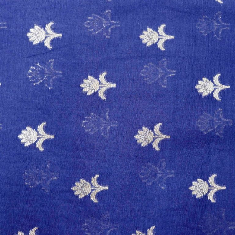 AS44724 Chanderi Butti With White Floral Butti Cobalt Blue 1