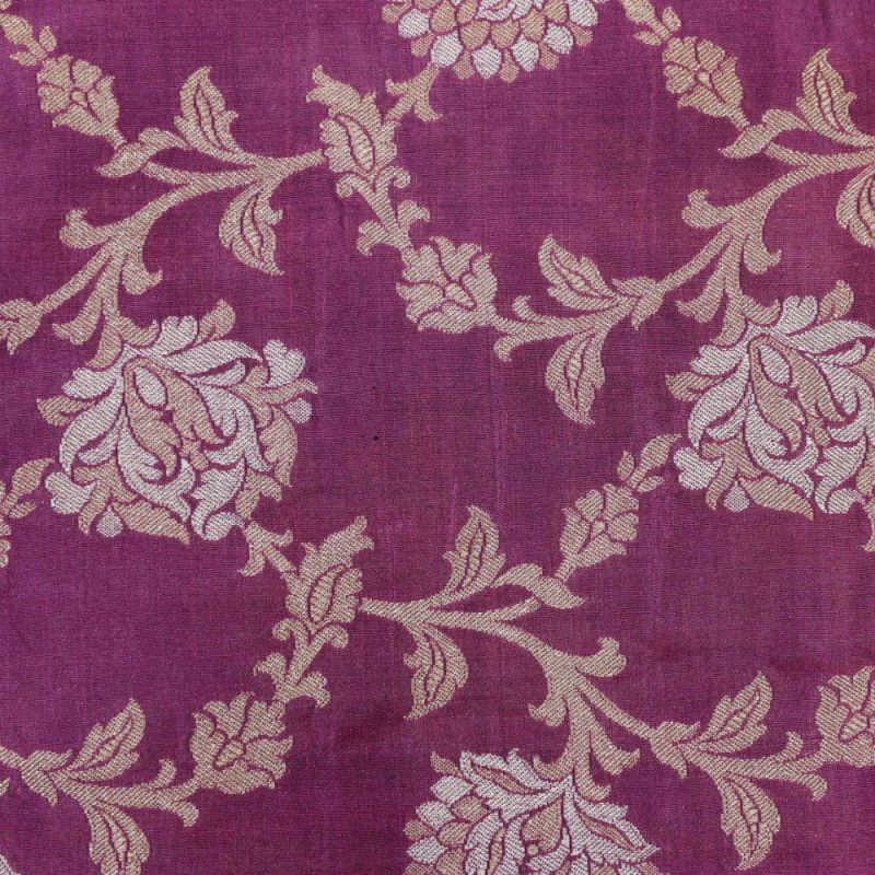 AS44753 Banarasi Brocade With Golden White Floral Pattern Mauve Purple 1