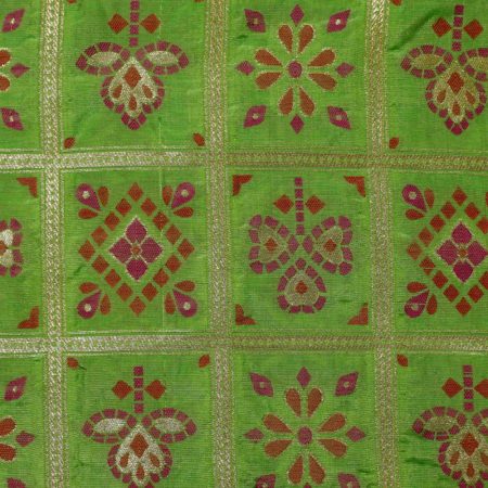 AS44754 Banarasi Brocade With Checked Traditional Pattern Green 1