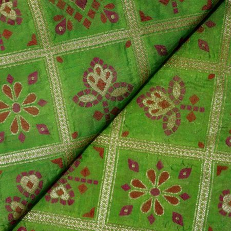 AS44754 Banarasi Brocade With Checked Traditional Pattern Green 2