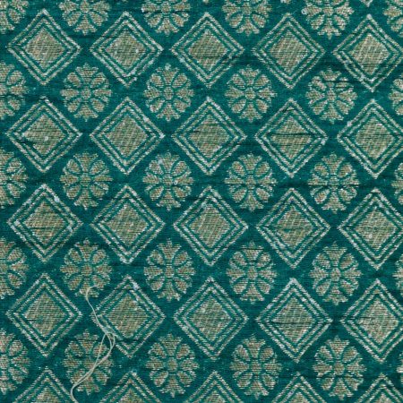 AS44760 Banarasi Brocade With Sqaure Floral Pattern Cerulean Blue 1