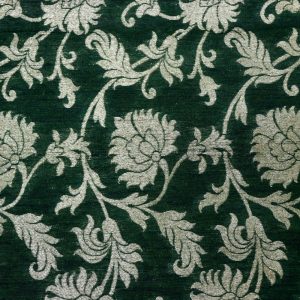 AS44761 Banarasi Brocade With White Floral Pattern Timber Green 1