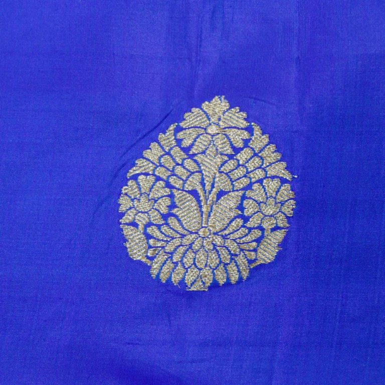 AS44763 Banarasi Brocade With White Floral Brocade Azure Blue 1