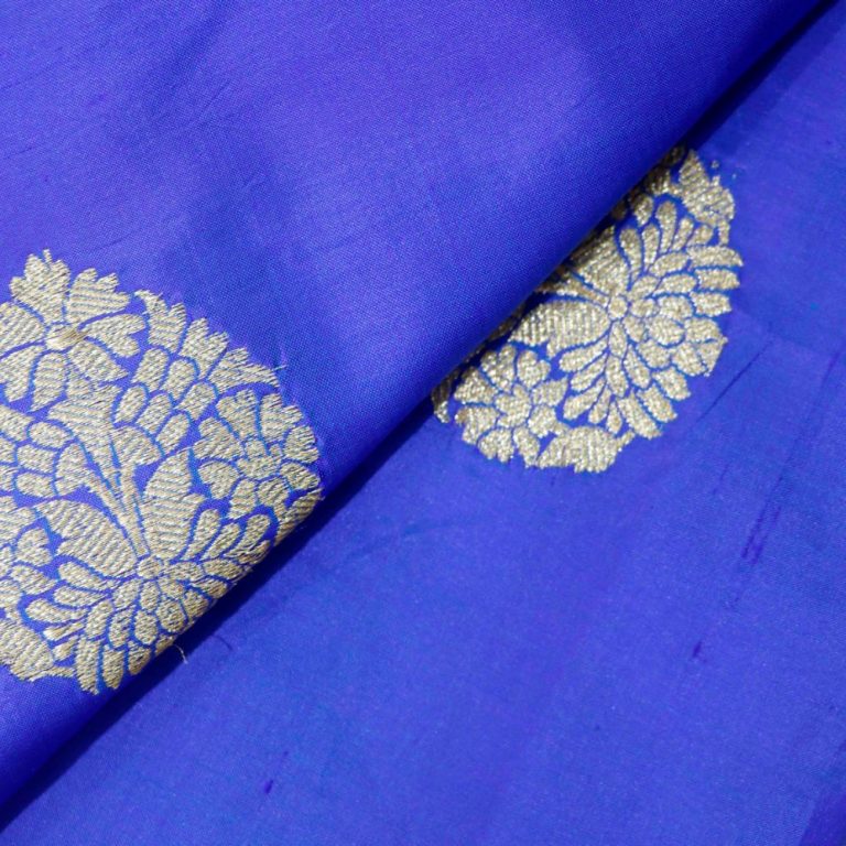 AS44763 Banarasi Brocade With White Floral Brocade Azure Blue 2