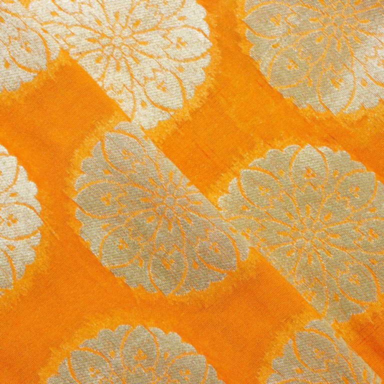 AS44775 Banarasi Brocade With Circular White Brocade Orange 2
