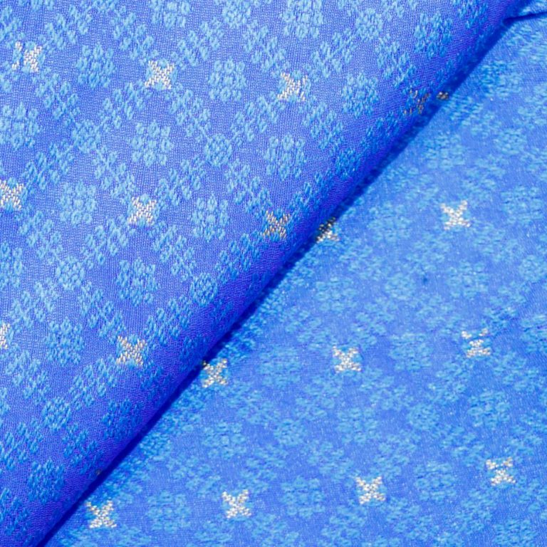 AS44783 Banarasi Brocade With Floral Checked Pattern Azure Blue 2